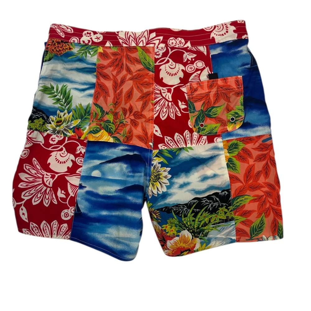 Vintage Polo Ralph‎ Lauren Sport Patchwork Hawaiian Floral Surf Print swim M - Picture 2 of 4